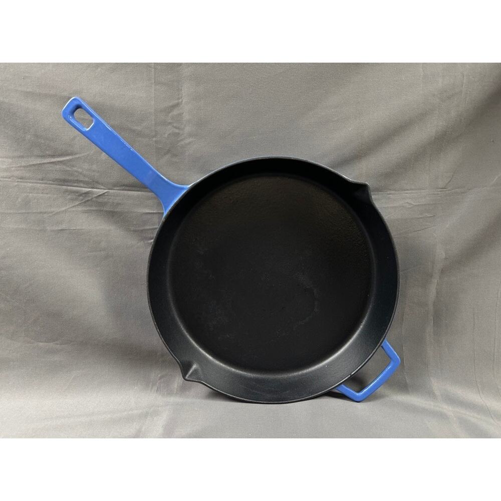 Martha Stewart Collection 12" Cast Iron Blue Enamel Skillet Frying Pan
